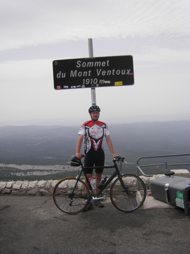 Jens am Gipfel des Ventoux (Beweisfoto)